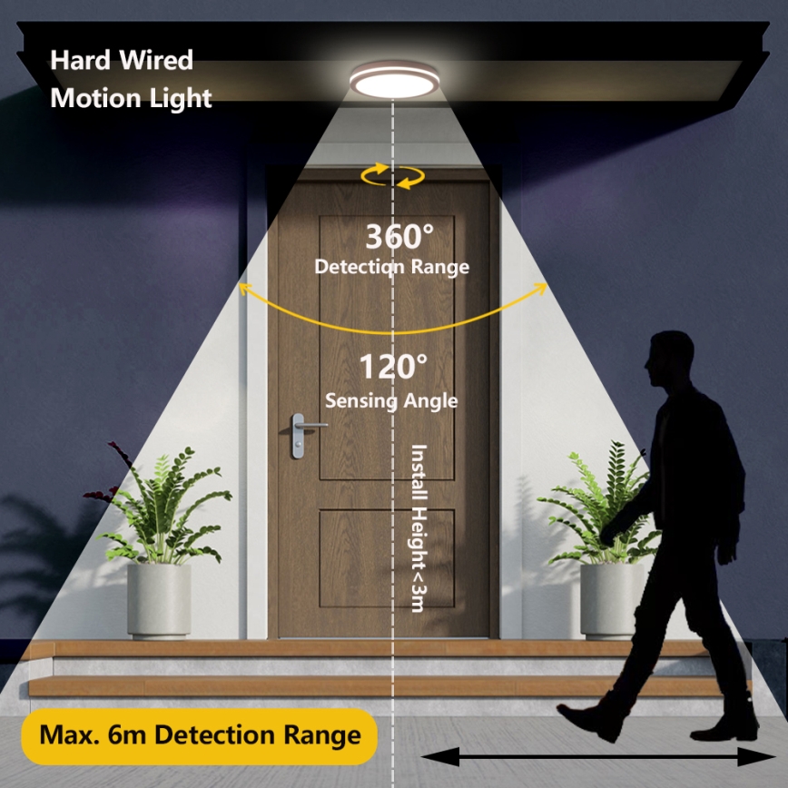 Brilagi - Plafonnier extérieur LED avec détecteur BENE LED/18W/230V Ø 21,5 cm marron IP54