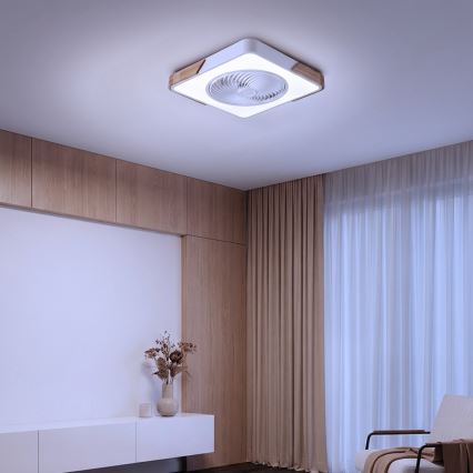 Brilagi - Plafonnier LED dimmable avec ventilateur LED/30W/230V 3000-6500K blanc/chêne + télécommande