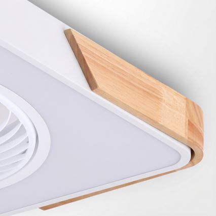 Brilagi - Plafonnier LED dimmable avec ventilateur LED/30W/230V 3000-6500K blanc/chêne + télécommande