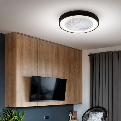 Brilagi - Plafonnier LED dimmable avec ventilateur LED/30W/230V 3000-6500K Ø 50 cm noir + télécommande