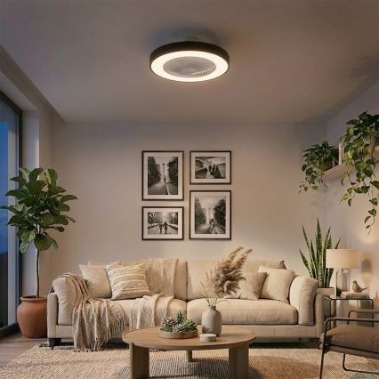 Brilagi - Plafonnier LED dimmable avec ventilateur LED/30W/230V 3000-6500K Ø 50 cm noir + télécommande