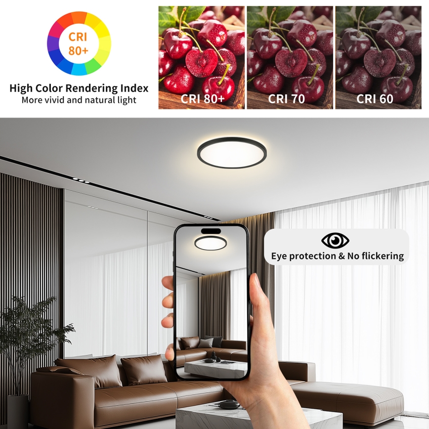 Brilagi - Luminaire LED dimmable avec capteur de mouvement et crépuscule ULTRA SLIM LED/24W/230V Ø 42 cm + télécommande