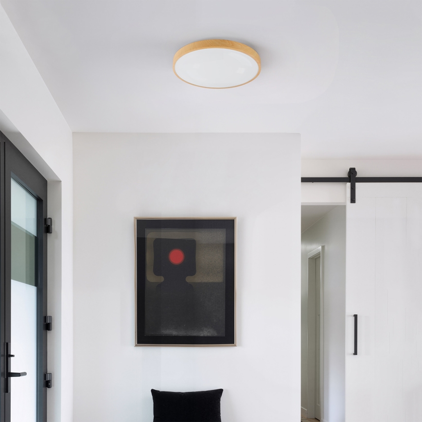 Brilagi - Plafonnier LED dimmable GLASS POOL DOUBLE LED/48W/230V 3000-6000K 40 cm décor bois + télécommande