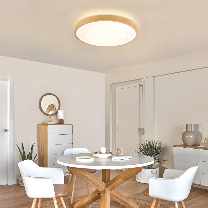 Brilagi - Plafonnier LED dimmable GLASS POOL DOUBLE LED/60W/230V 3000-6000K 50 cm, finition effet bois + télécommande