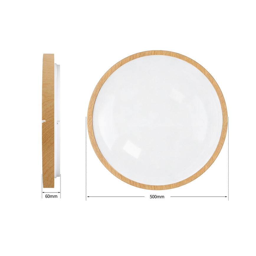 Brilagi - Plafonnier LED dimmable GLASS POOL DOUBLE LED/60W/230V 3000-6000K 50 cm, finition effet bois + télécommande