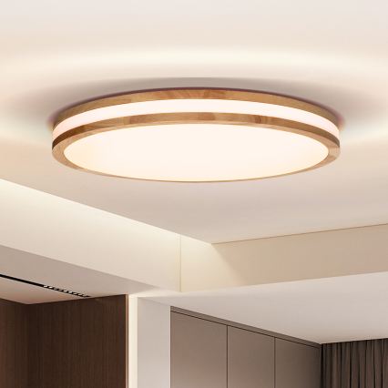 Brilagi - Plafonnier LED dimmable MOLINA LED/72W/230V 3000-6500K chêne diam. 78 cm + télécommande