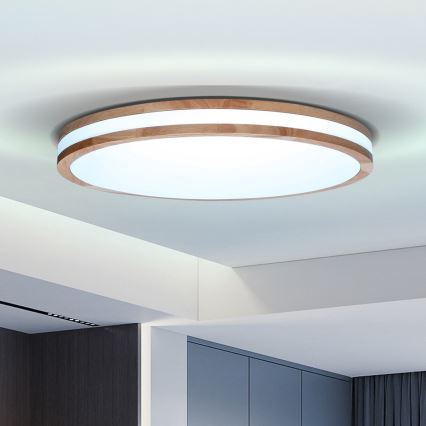 Brilagi - Plafonnier LED dimmable MOLINA LED/72W/230V 3000-6500K chêne diam. 78 cm + télécommande