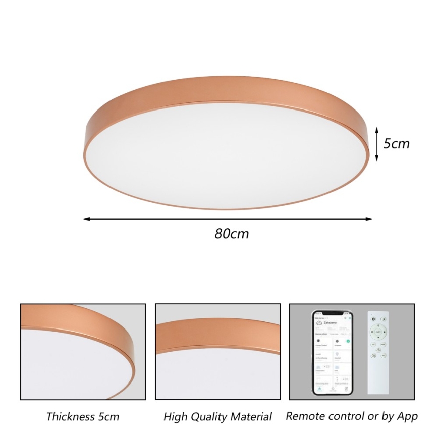BRILAGI - Plafonnier LED dimmable POOL SMART LED/100W/230V 3000-6000K Ø 80 cm Wi-Fi Tuya cuivré + télécommande