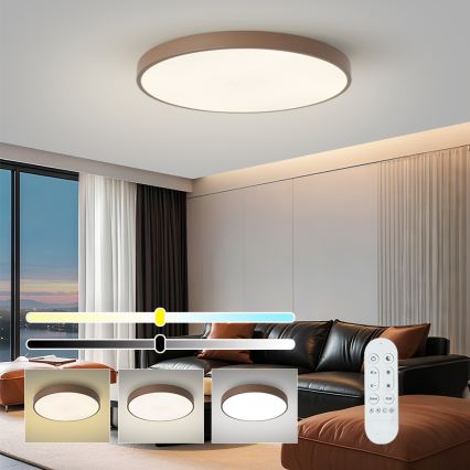 Brilagi - Luminaire LED dimmable POOL SMART LED/100W/230V Ø 80 cm Wi-Fi Tuya + télécommande marron