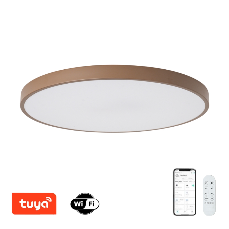 Brilagi - Luminaire LED dimmable POOL SMART LED/100W/230V Ø 80 cm Wi-Fi Tuya + télécommande marron