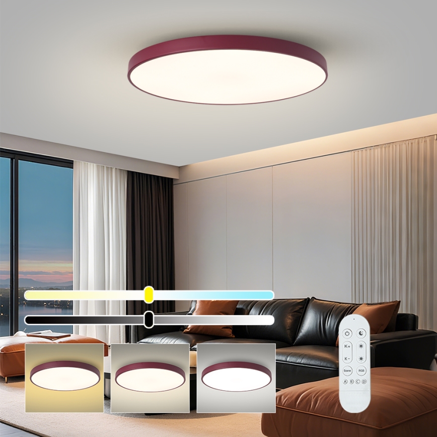 Brilagi - Luminaire LED dimmable POOL SMART LED/100W/230V Ø 80 cm 3000-6000K Wi-Fi Tuya + télécommande bordeaux