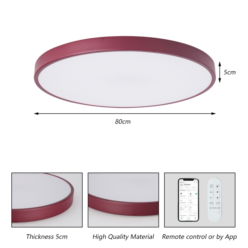 Brilagi - Luminaire LED dimmable POOL SMART LED/100W/230V Ø 80 cm 3000-6000K Wi-Fi Tuya + télécommande bordeaux