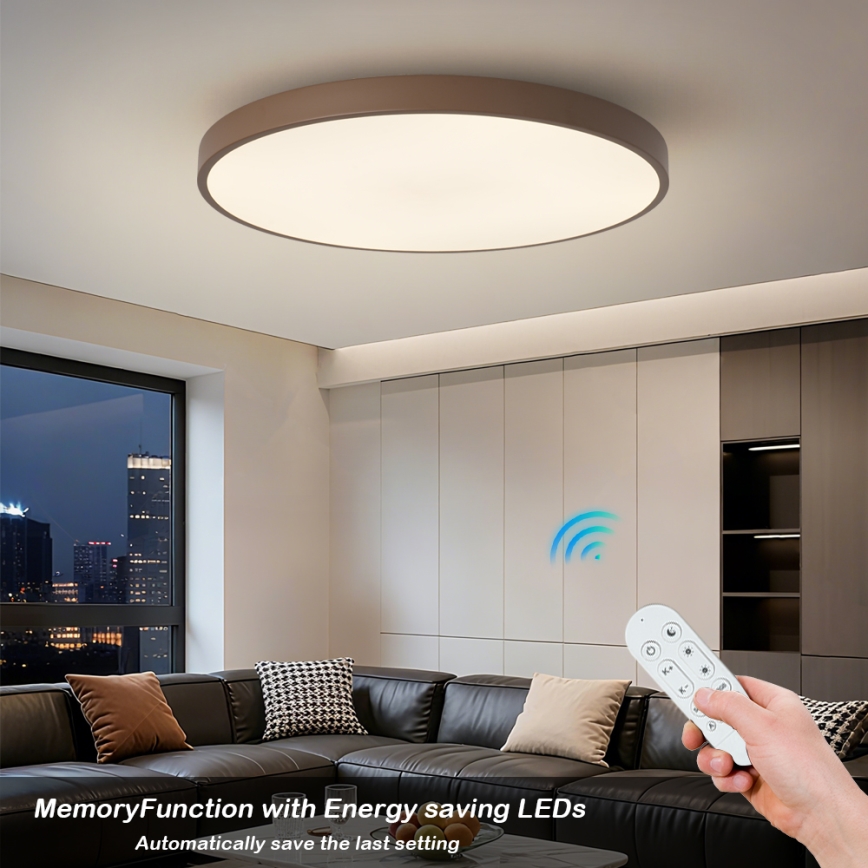 Brilagi - Luminaire LED dimmable POOL SMART LED/128W/230V Ø 100 cm Wi‑Fi Tuya + télécommande marron