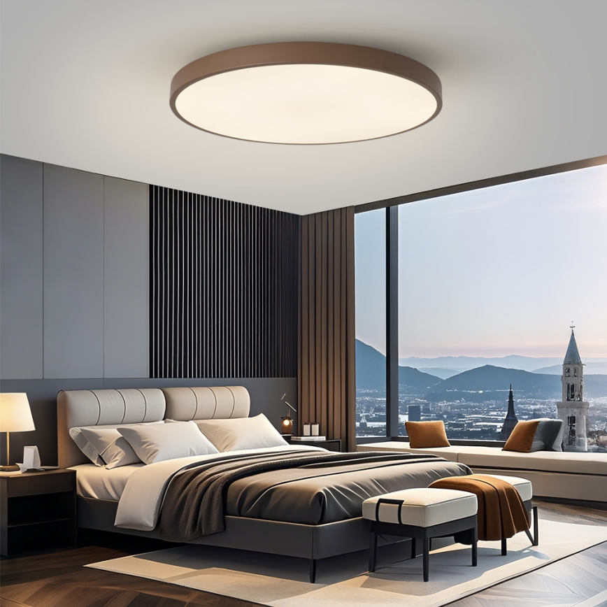 Brilagi - Luminaire LED dimmable POOL SMART LED/128W/230V Ø 100 cm Wi‑Fi Tuya + télécommande marron