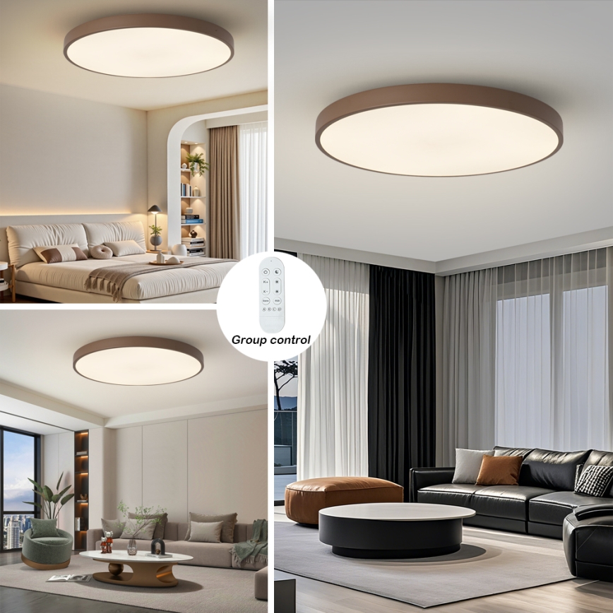 Brilagi - Luminaire LED dimmable POOL SMART LED/128W/230V Ø 100 cm Wi‑Fi Tuya + télécommande marron