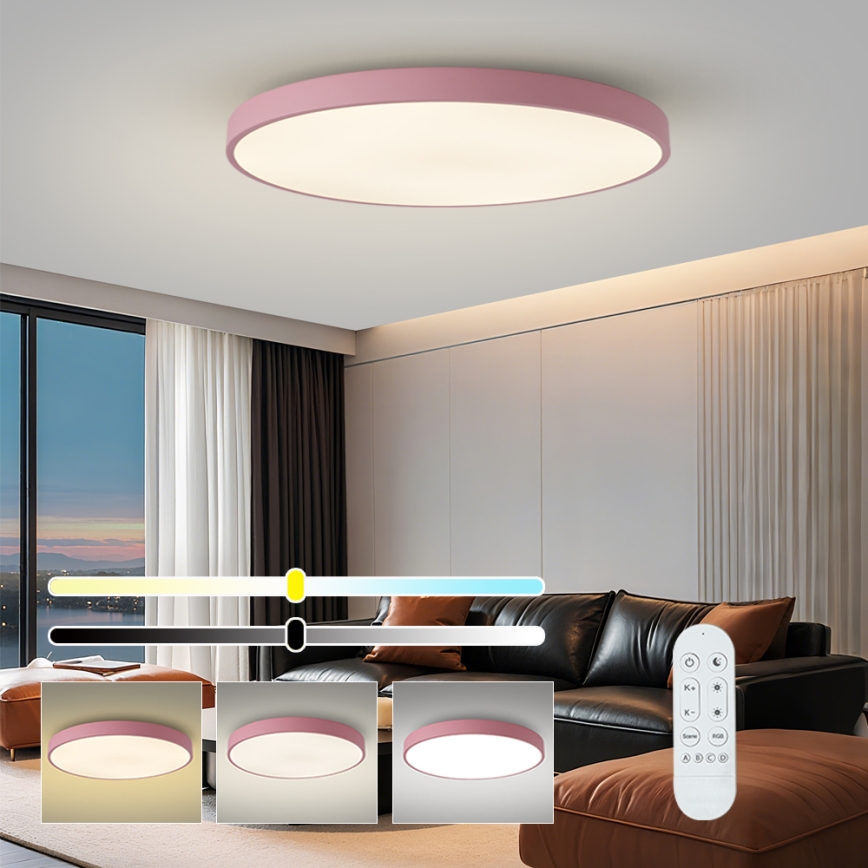 Brilagi - Luminaire LED dimmable POOL SMART LED/128W/230V Ø 100 cm Wi-Fi Tuya + télécommande rose