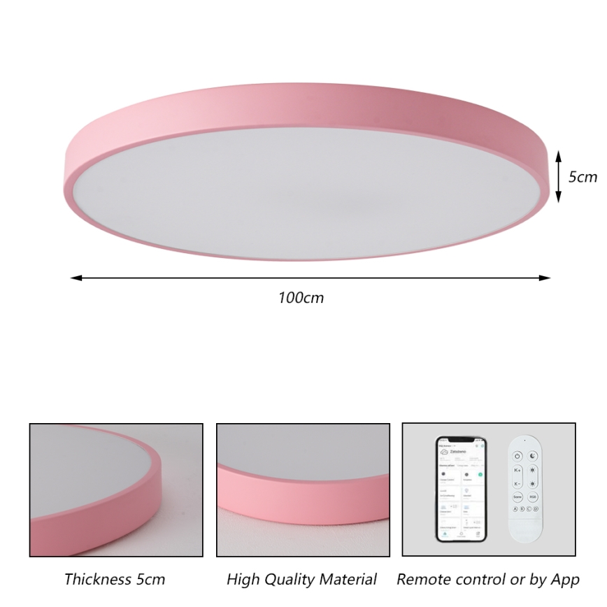 Brilagi - Luminaire LED dimmable POOL SMART LED/128W/230V Ø 100 cm Wi-Fi Tuya + télécommande rose