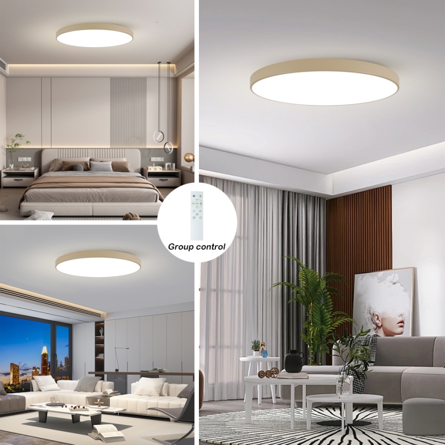 Brilagi - Plafonnier LED dimmable POOL SMART LED/180W/230V 3000-6000K 120 cm beige Wi-Fi Tuya + télécommande
