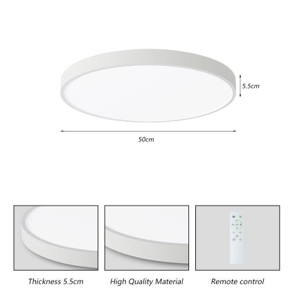 Brilagi - Plafonnier LED dimmable POOL SMART LED/60W/230V 50 cm 3000-6000K Wi-Fi Tuya + télécommande blanc