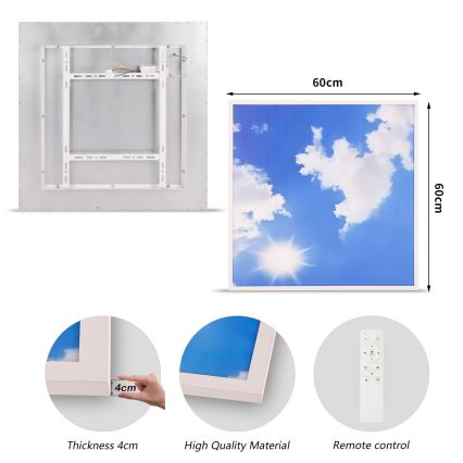 Brilagi - Plafonnier LED dimmable SLIMFRAME SKY LED/58W/230V 60x60 cm 3000-6000K argent/bleu + télécommande