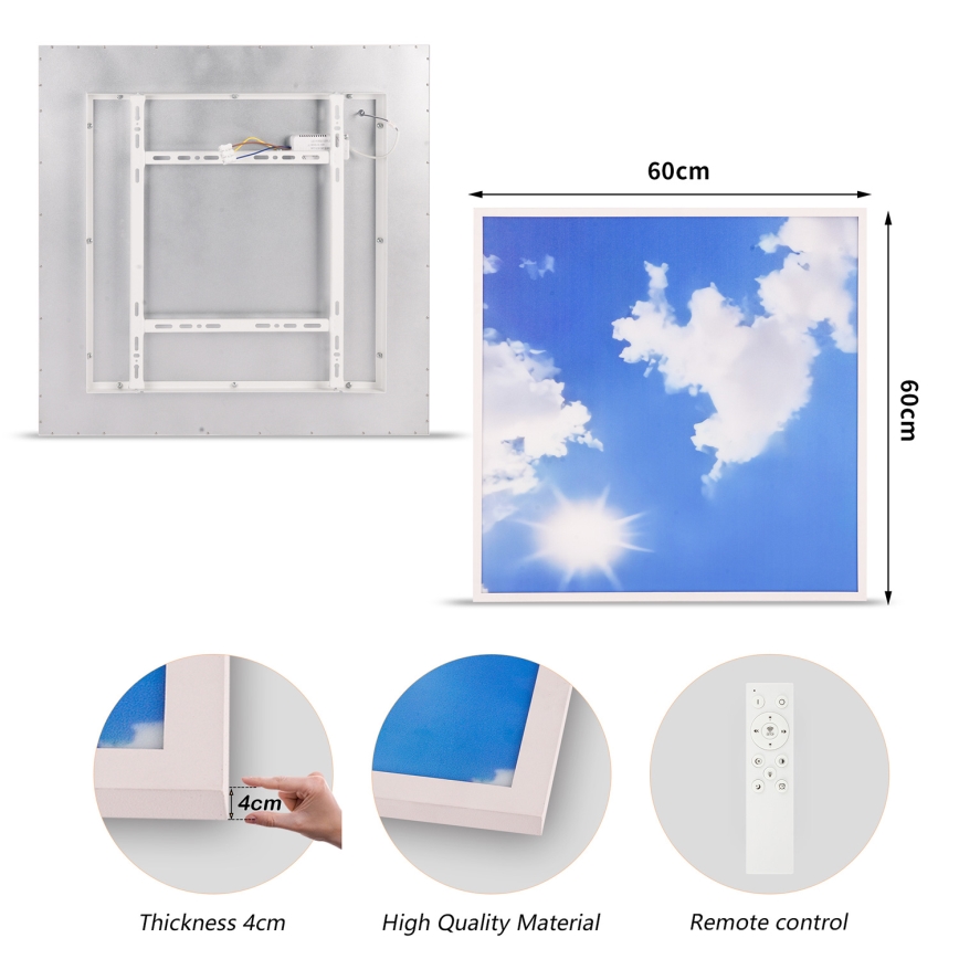 Brilagi - Plafonnier LED dimmable SLIMFRAME SKY LED/58W/230V 60x60 cm 3000-6000K argent/bleu + télécommande