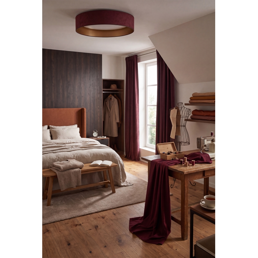 Brilagi - Plafonnier LED dimmable VELVET SMARTIX STARS LED/24W/230V 3000-6000K Ø 45 cm bordeaux/doré Wi-Fi Tuya Beacon + télécommande