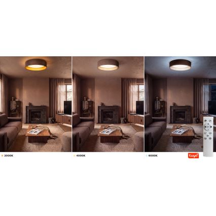 Brilagi - Plafonnier LED dimmable VELVET SMARTIX STARS LED/24W/230V 3000-6000K Ø 45 cm marron/doré Wi-Fi Tuya Beacon + télécommande