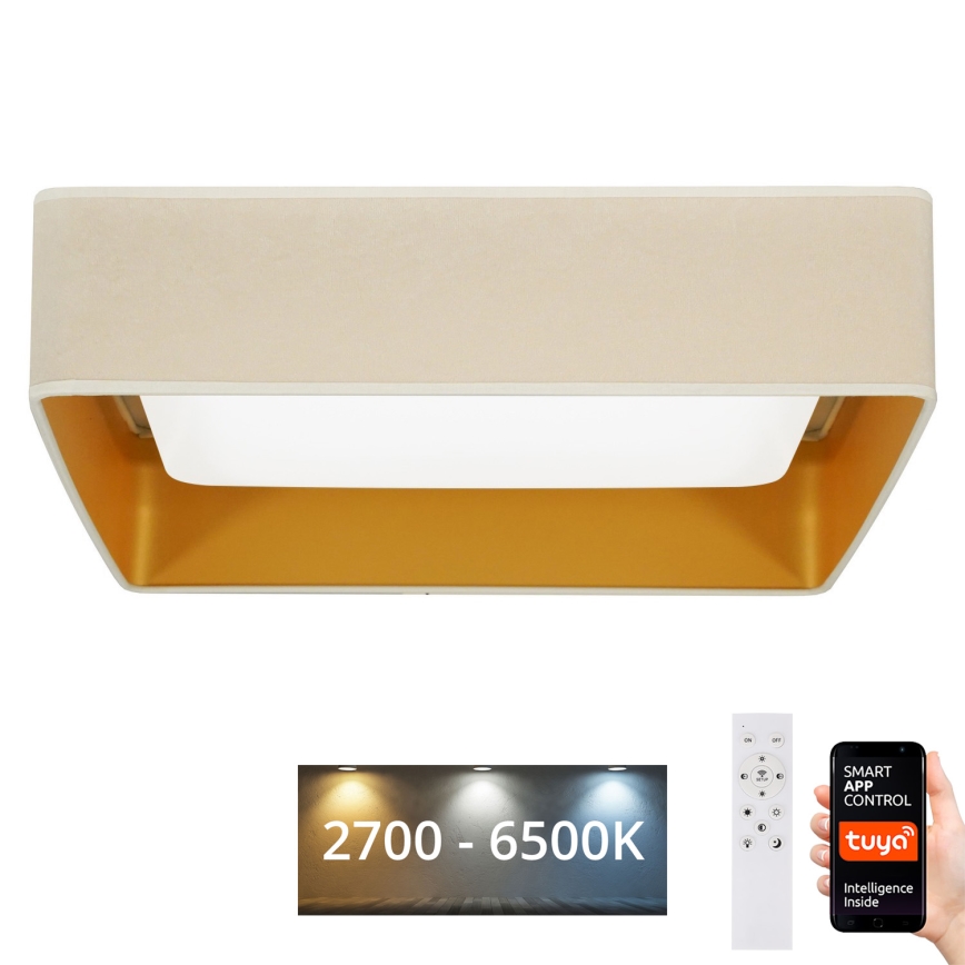 Brilagi - Plafonnier LED dimmable VELVET SQUARE SMART LED/36W/230V 60x60 cm 2700-6500K Wi-Fi Tuya + télécommande crème