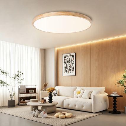 Brilagi - Plafonnier LED dimmable WOODLINE LED/128W/230V 3000-6000K chêne Ø 100 cm + télécommande