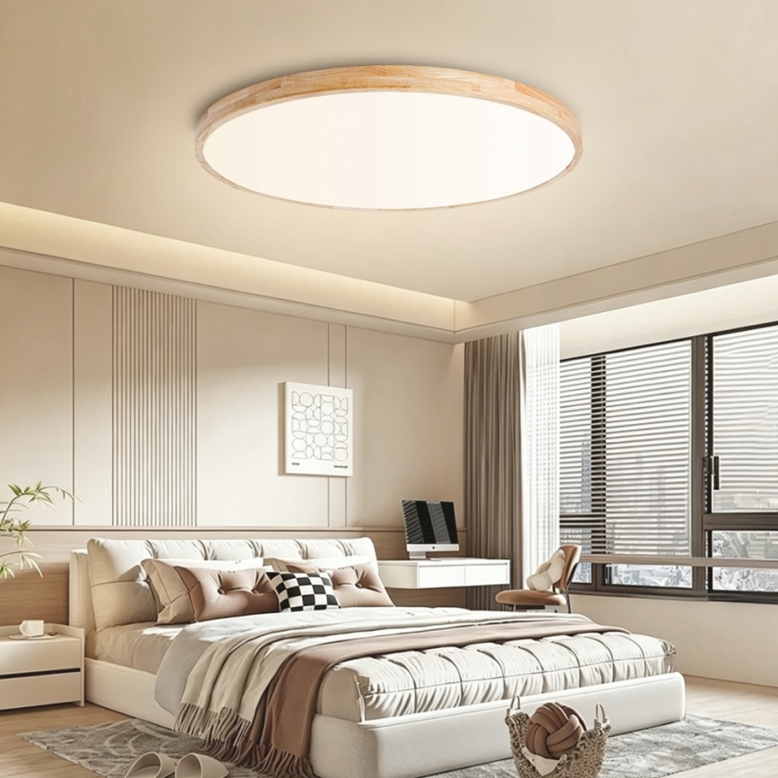 Brilagi - Plafonnier LED dimmable WOODLINE LED/128W/230V 3000-6000K chêne Ø 100 cm + télécommande