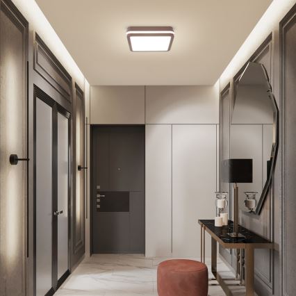 Brilagi - Plafonnier extérieur LED avec capteur BENE LED/24W/230V 26 x 26 cm brun IP54