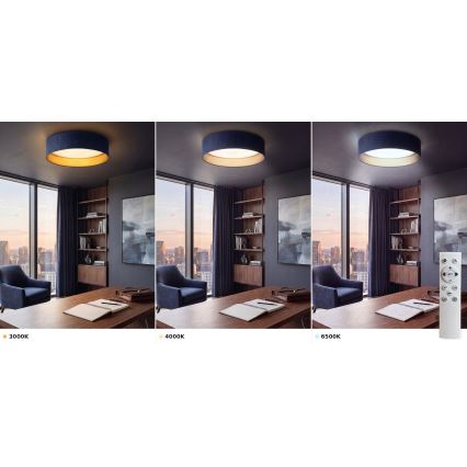 Brilagi - Plafonnier LED dimmable VELVET SMART VARI LED/24W/230V 3000–6500K Ø 45 cm bleu/doré + télécommande