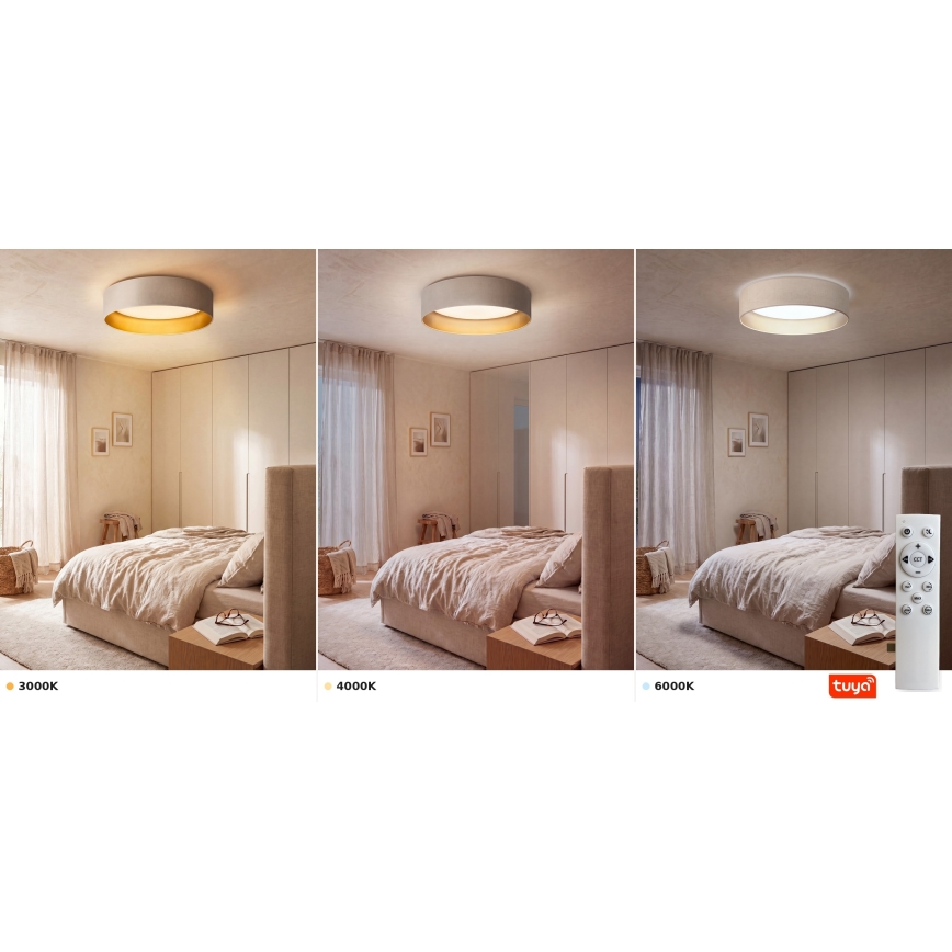 Brilagi - Plafonnier LED dimmable VELVET SMARTIX STARS LED/36W/230V 3000-6000K Ø 55 cm crème/doré Wi-Fi Tuya Beacon + télécommande