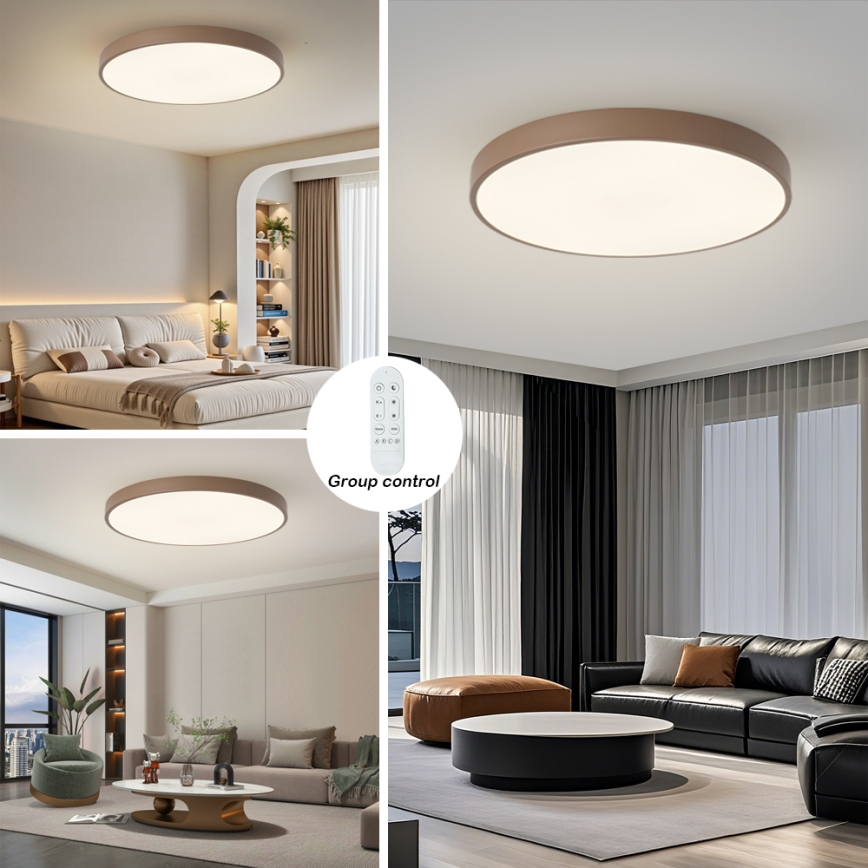 Brilagi - Luminaire LED dimmable POOL SMART LED/100W/230V Ø 80 cm 3000-6000K Wi-Fi Tuya + télécommande marron