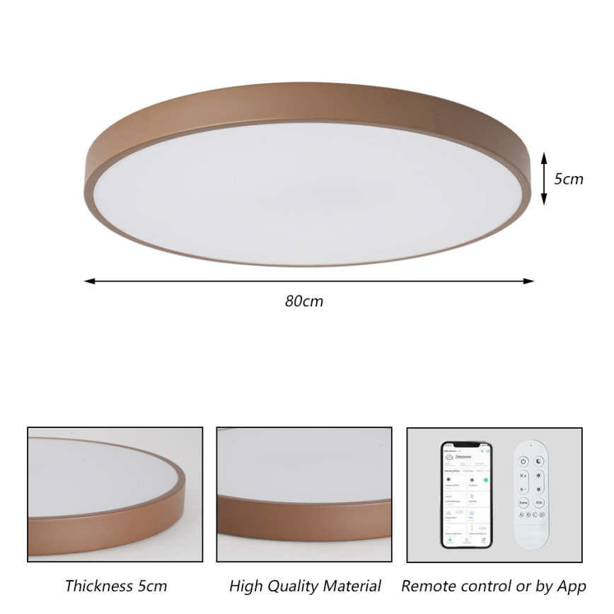 Brilagi - Luminaire LED dimmable POOL SMART LED/100W/230V Ø 80 cm 3000-6000K Wi-Fi Tuya + télécommande marron