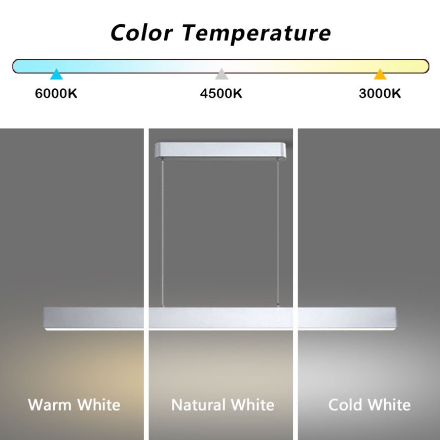 Brilagi - Suspension LED dimmable sur câble SLEEKLINE SMART LED/40W/230V 3000-6000K Wi-Fi Tuya argent + télécommande