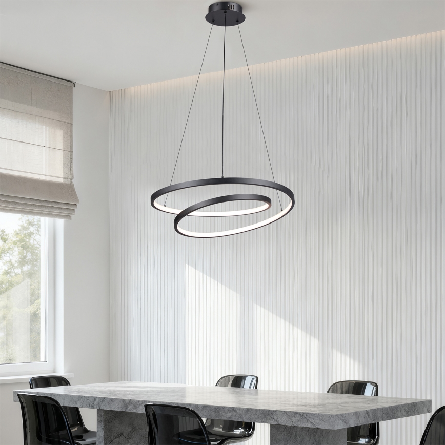 Brilagi - Suspension LED dimmable sur câble TWISTER LED/48W/230V 3000-6000K Ø 50 cm noir + télécommande