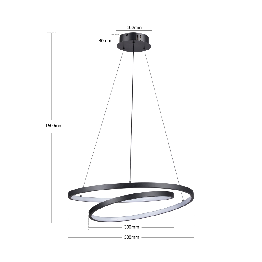 Brilagi - Suspension LED dimmable sur câble TWISTER LED/48W/230V 3000-6000K Ø 50 cm noir + télécommande