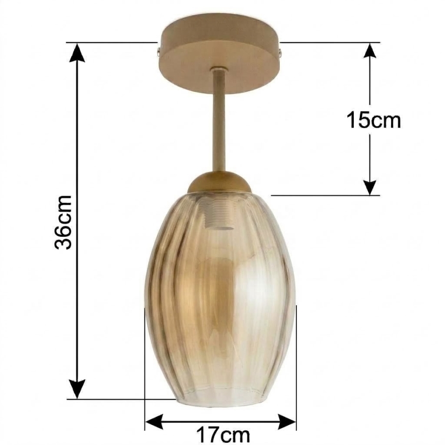 BRILAGI - Plafonnier LED RETRO GLASS 1xE27/60W/230V Ø 17 cm beige/beige fumé