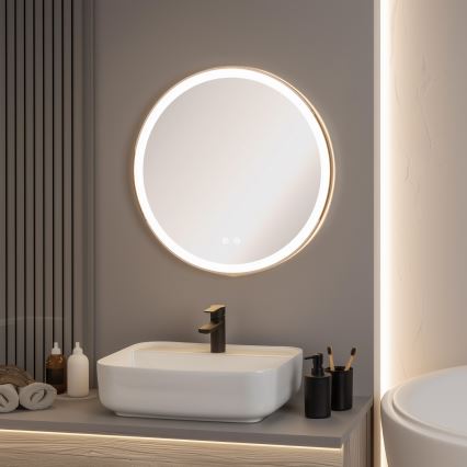 Brilagi - Miroir chauffant pour salle de bains à LED à intensité variable, rétroéclairé ALU PRO LED/18W/230V Ø 60 cm 3000/4000/6500K IP44 chrome brillant CRI 90