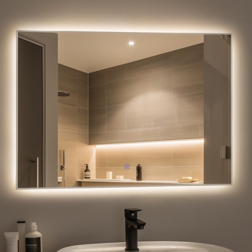 Brilagi - Miroir de salle de bains LED DESIO LED/28W/230V 60x80 cm argenté IP44 IRC 90 dimmable + CCT