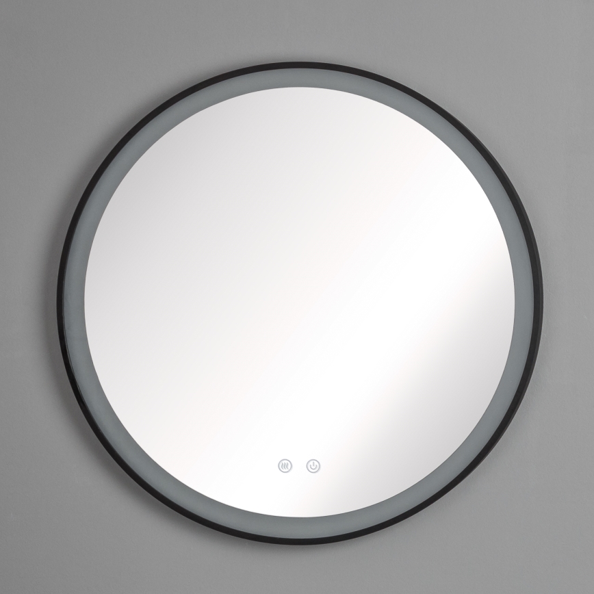 Brilagi - Miroir chauffant de salle de bains LED dimmable avec rétroéclairage ALU PRO LED/18W/230V Ø 60 cm 3000/4000/6500K IP44 noir CRI 90