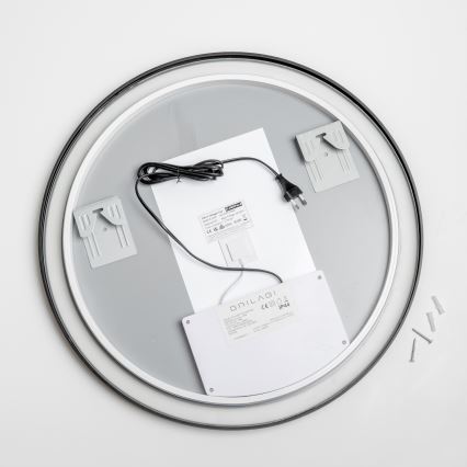 Brilagi - Miroir chauffant de salle de bains LED dimmable avec rétroéclairage ALU PRO LED/18W/230V Ø 60 cm 3000/4000/6500K IP44 noir CRI 90