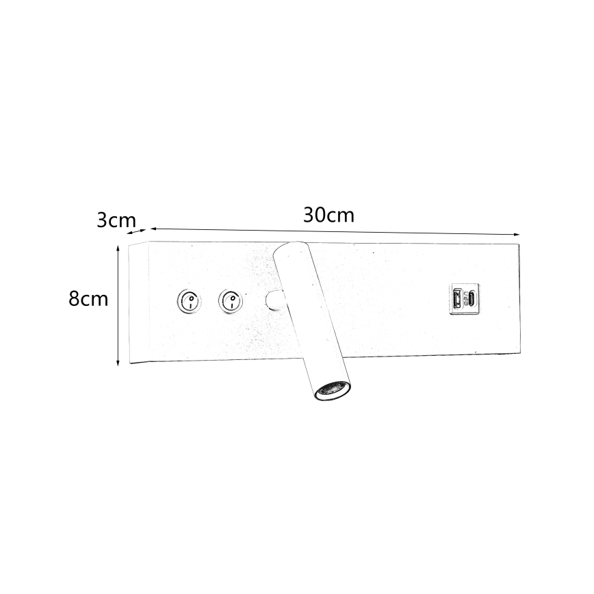 Brilagi - NOCTIS LED wandspot met USB-poort LED/3W/230V + LED/9W wit