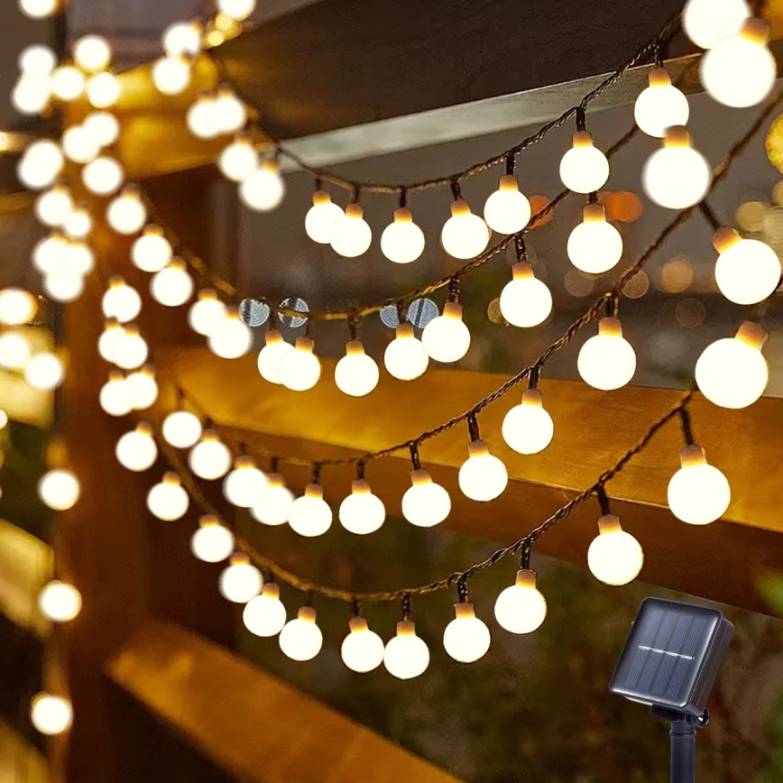 Brilagi - LED op zonne-energie decoratief lichtsnoer BUBBLE 200xLED/8 functies 20m IP65 warm wit 800 mAh