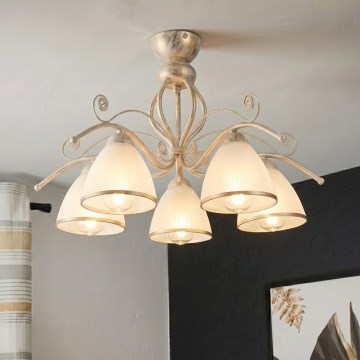 Brilagi - LED Opbouwkroonluchter ANTICO 5xE27/60W/230V 3000K witte patina