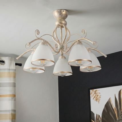 Brilagi - LED Opbouwkroonluchter ANTICO 5xE27/60W/230V 3000K witte patina