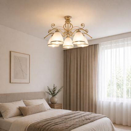 Brilagi - LED Opbouwkroonluchter ANTICO 5xE27/60W/230V 3000K witte patina