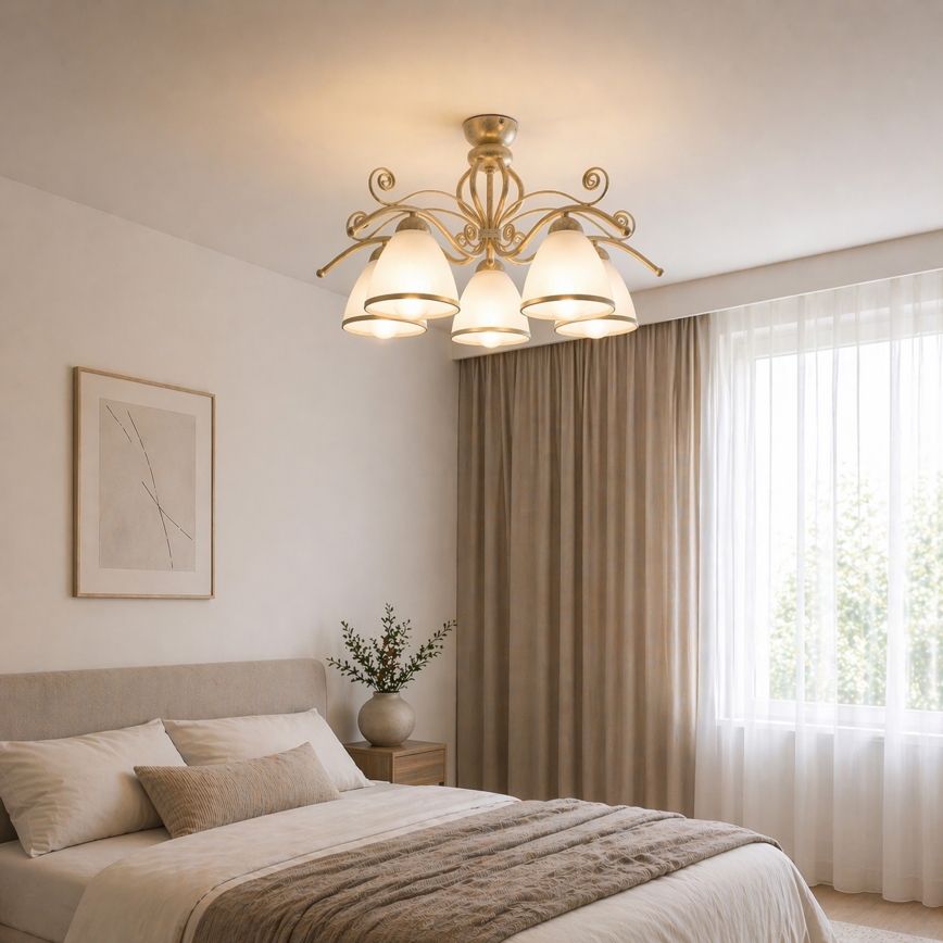 Brilagi - LED Opbouwkroonluchter ANTICO 5xE27/60W/230V 3000K witte patina