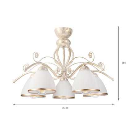 Brilagi - LED Opbouwkroonluchter ANTICO 5xE27/60W/230V 3000K witte patina